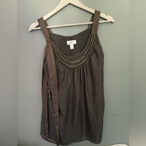 LOFT Dark Brown Women's Blouse with Beaded Detail